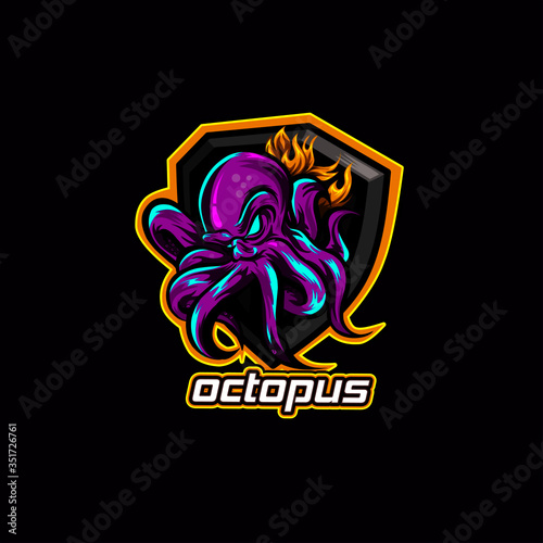 vector octopus or squid e-sport logo  perfect for your game logo , squad , e-sport , stickers poster , tshirt designs and other logo design