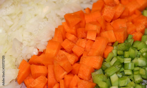 Mirepoix, the combination of carrot, celery and onion, is widely used in the preparation of different dishes.