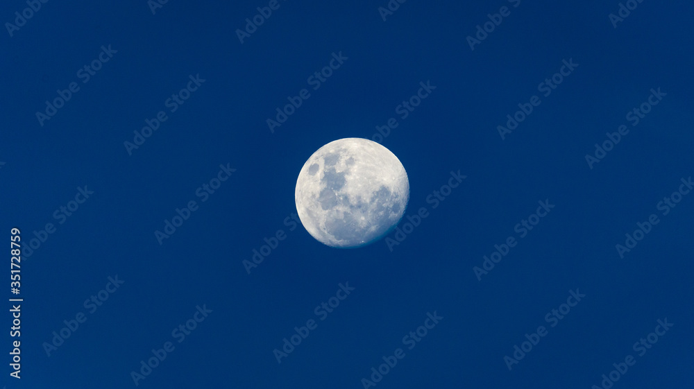 The Moon, the Earth's Natural Satellite on a Clear Night without Stars