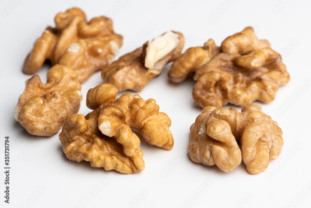 Walnuts on a white background Walnuts on a white background