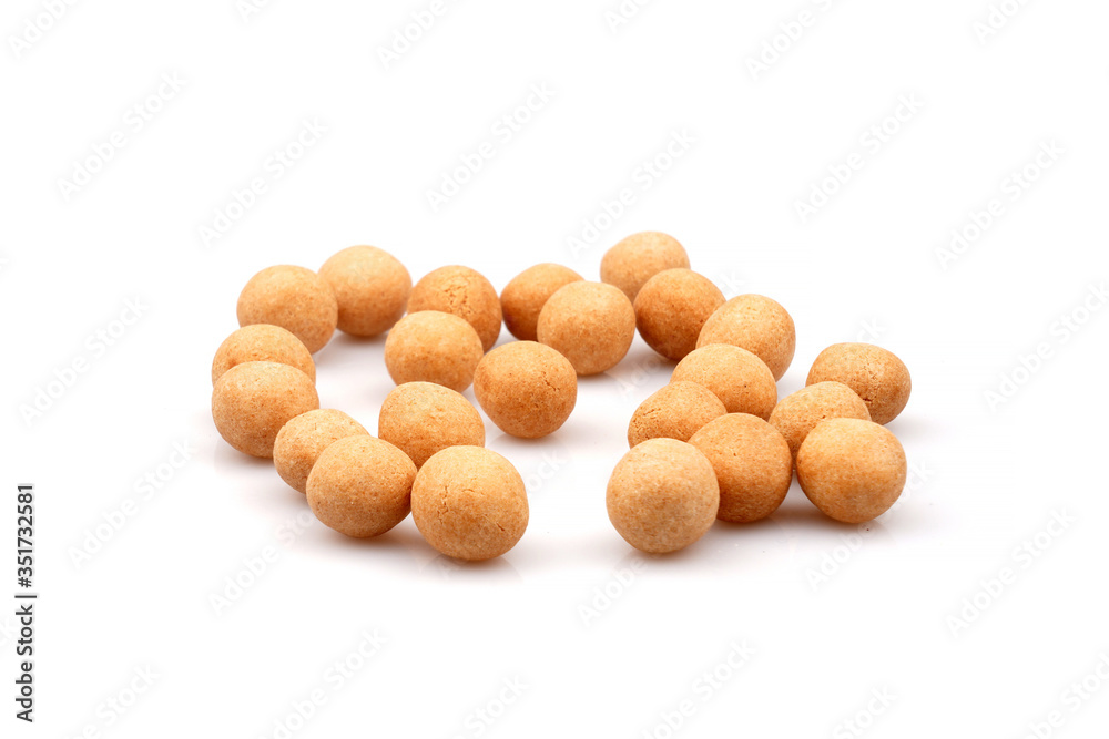Organic Spicy, covered chickpeas on white background Organic Spicy, covered chickpeas on white background