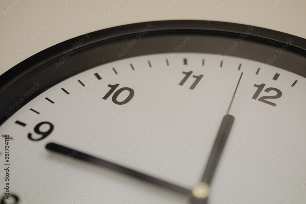 Black and white clock face on white background Black and white clock face on white background