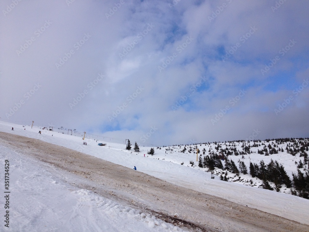 Ski slope .Sunny mountain landscape Ski slope .Sunny mountain landscape