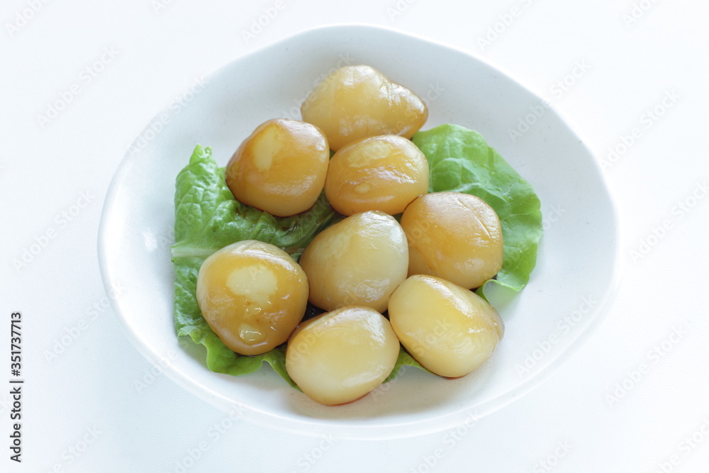 Japanese food, konjac and soy sauce simmered for healthy food Japanese food, konjac and soy sauce simmered for healthy food