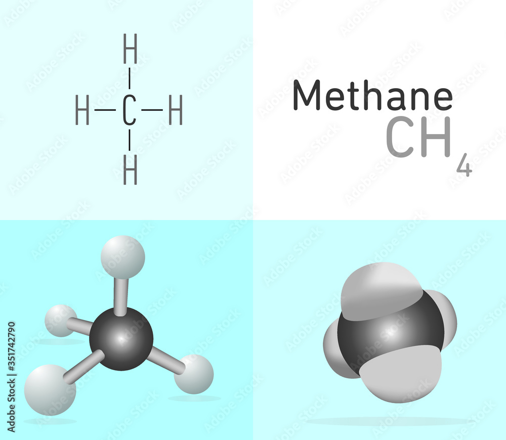 Grafika Wektorowa Stock Methane Ch4 Gas Molecule Two Different