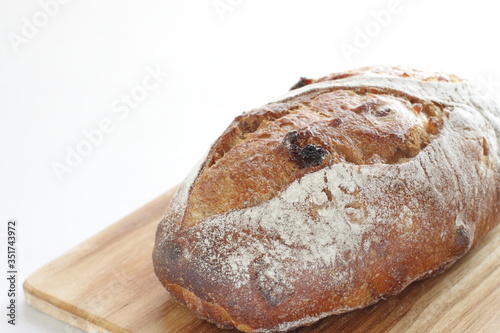 Dried fruit raisin French bread with copy space