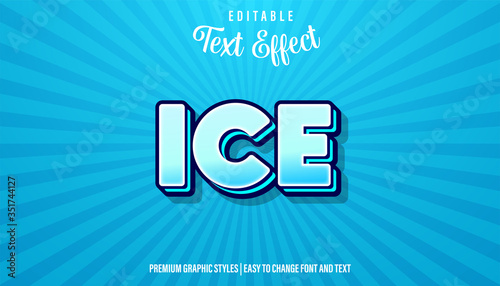 Editable Text Effect, Ice Blue Cartoon Font Style
