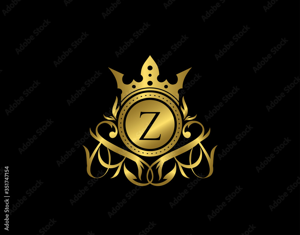Luxury Boutique Z Letter Logo. Elegant gold floral badge design for Royalty, Letter Stamp, Boutique, Hotel, Heraldic, Jewelry, Wedding. Luxury Boutique Z Letter Logo. Elegant gold floral badge design for Royalty, Letter Stamp, Boutique, Hotel, Heraldic, Jewelry, Wedding.