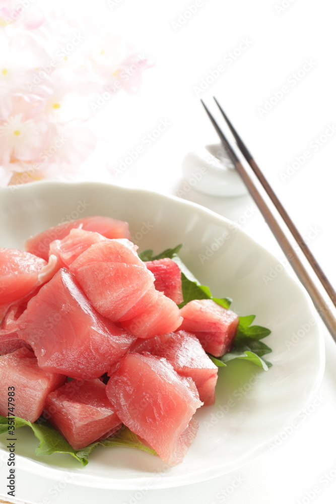 Japanese food, freshness tuna Maguro fish raw food 
