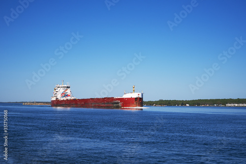 Ships on the St. Lawrence Seaway on a spring day