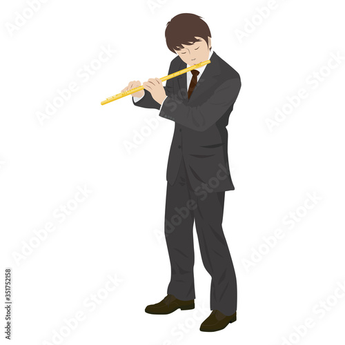 フルートを演奏している男性