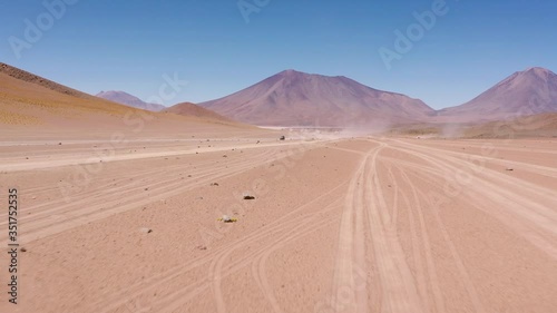 Aerial shot on the path to Dali Desert next to NELLY Mountain