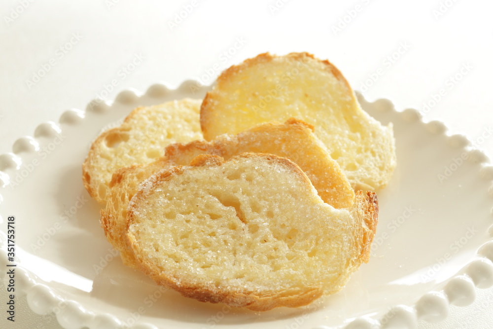 Homemade sugar Rusk in French bread for snack food

