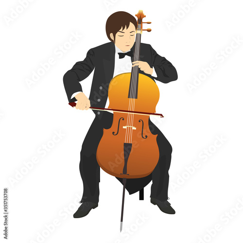 チェロを演奏している男性