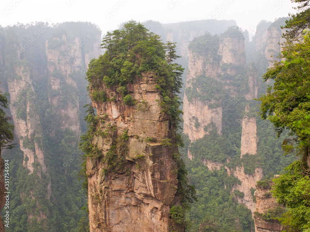 Fototapeta premium Rock pillar mountain in Zhangjiajie national forest park of China, a world nature heritage site.