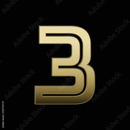 Gold number isolated on black background. Exclusive luxury design. Golden texture. 