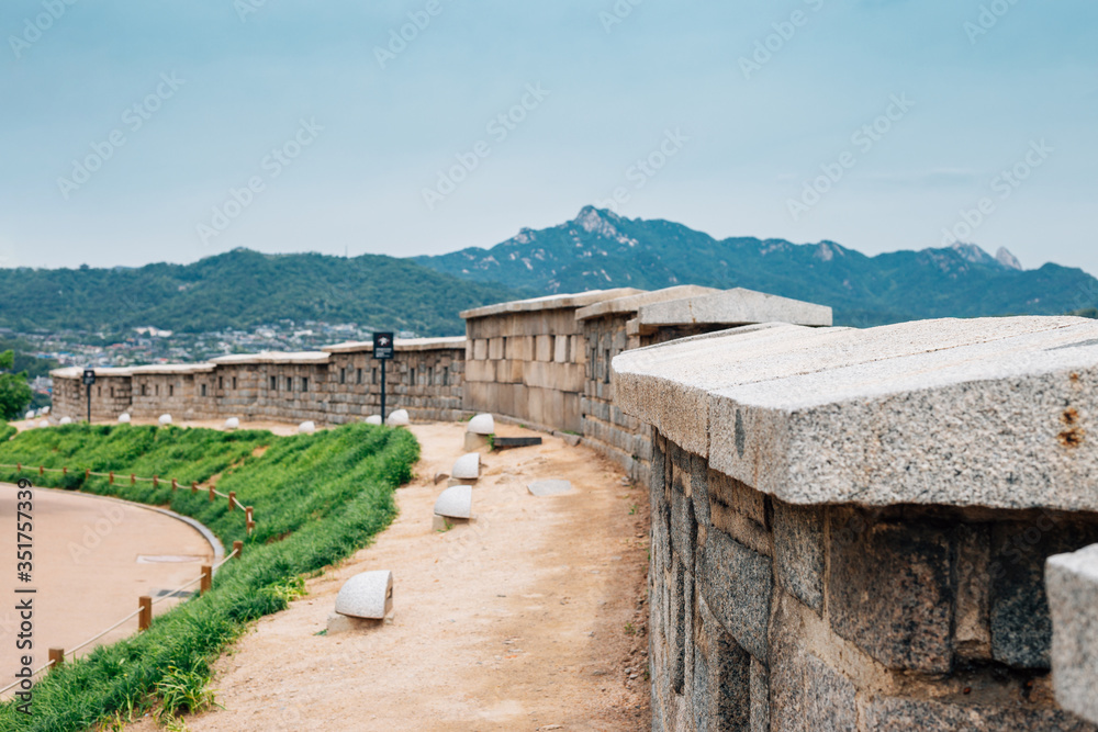 Naksan fortress wall road at summer in Seoul, Korea