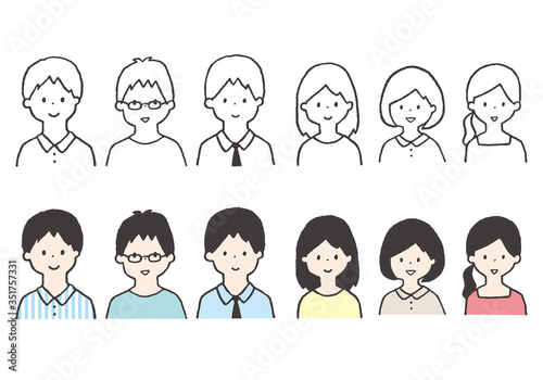 手書きの人物アイコンイラストセット