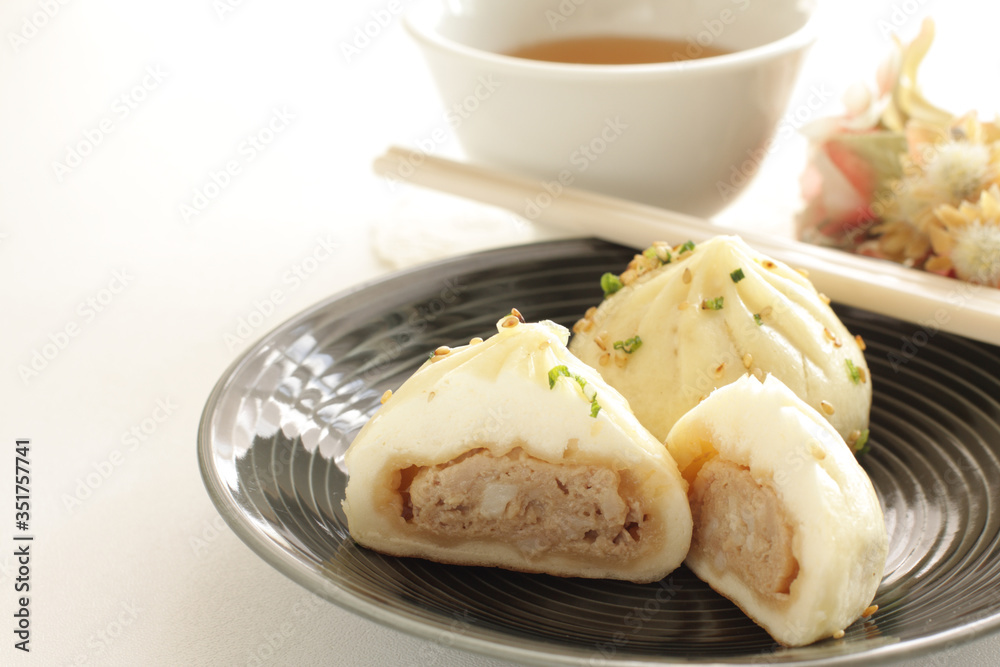 Chinese food, dumping Sheng Jian Bao pan fried meat bun Chinese food, dumping Sheng Jian Bao pan fried meat bun
