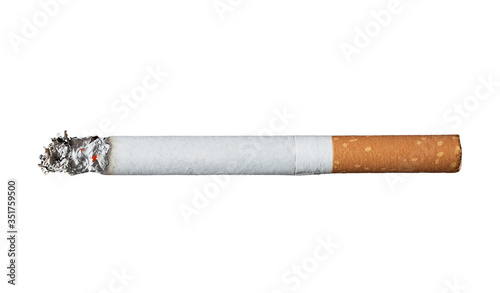 Cigarette burns Isolated on white background,