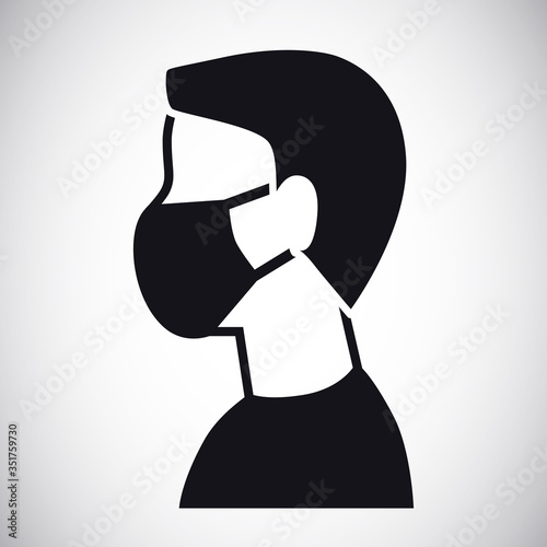 Man with virus protection face mask icon