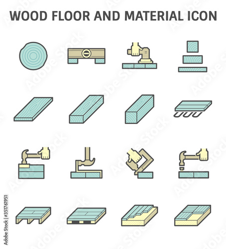 Wood floor construction and material vector icon set design.