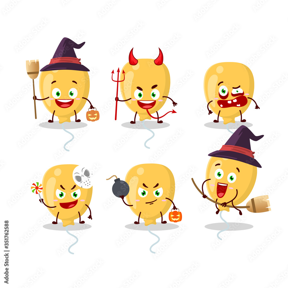 Halloween expression emoticons with cartoon character of yellow baloon