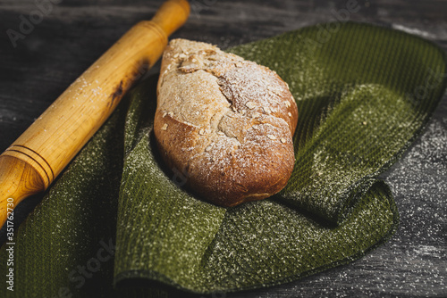 Dark food photography Pasta and bread homemade photo