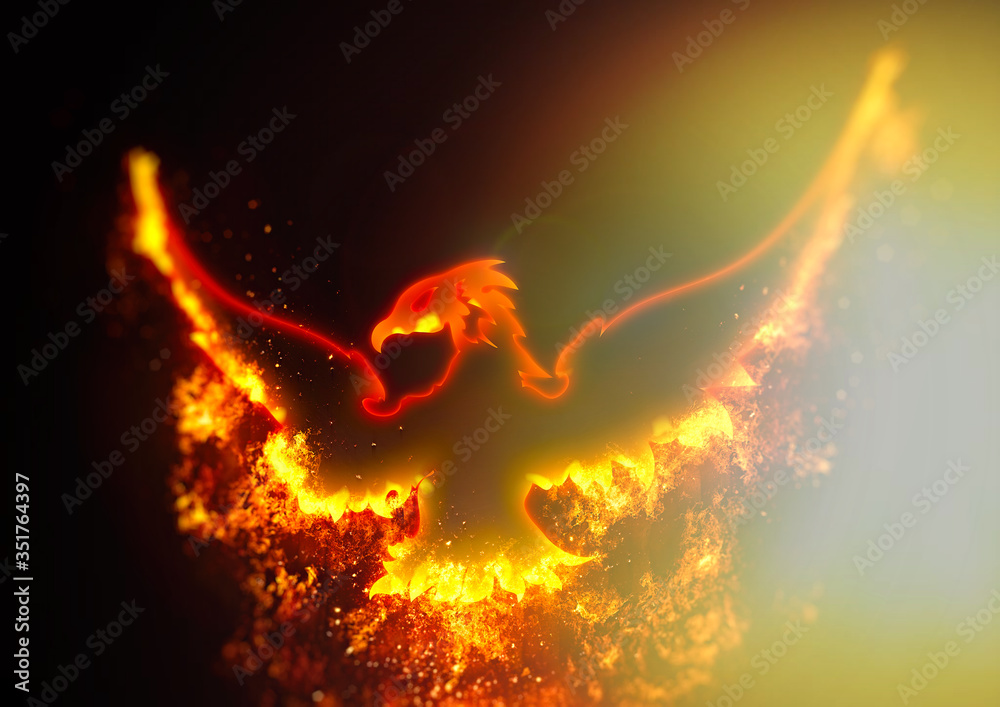 暗闇をはばたく抽象的な火の鳥 Stock イラスト Adobe Stock