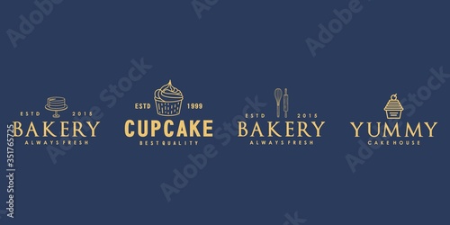 Bakery logo collection with minimalist style