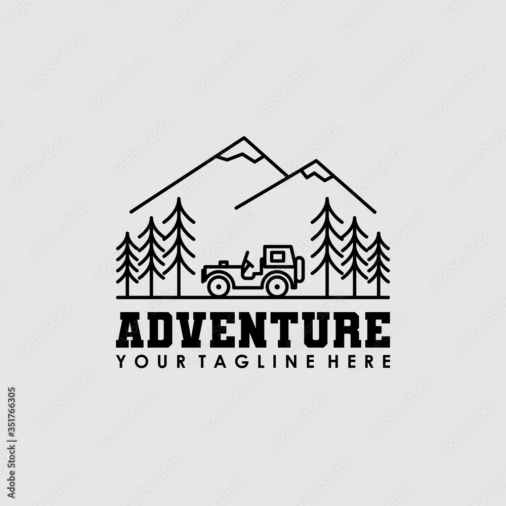 Adventure car tree logo design