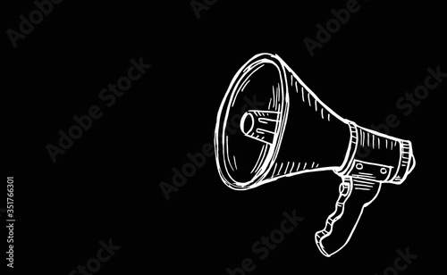  Doodle of Megaphone, Business concept Digital marketing for website, vector illustration 
