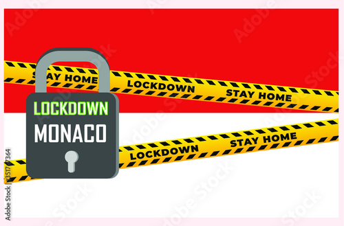 Monaco lockdown coronavirus lockdown symbol. Coronavirus pandemic puts countries on lockdown.