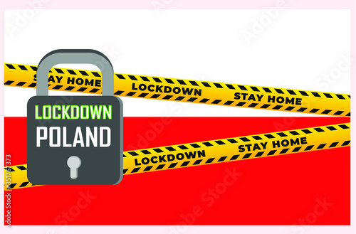 Poland lockdown coronavirus lockdown symbol. Coronavirus pandemic puts countries on lockdown.