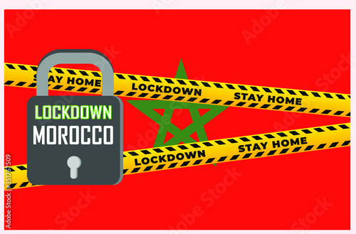 Morocco lockdown coronavirus lockdown symbol. Coronavirus pandemic puts countries on lockdown.