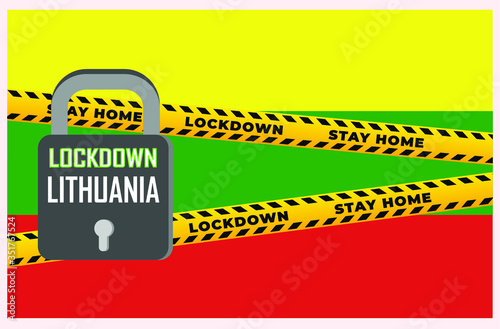 Lithuania lockdown coronavirus lockdown symbol. Coronavirus pandemic puts countries on lockdown.