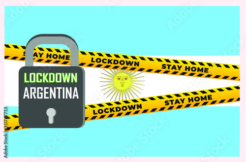 Argentina lockdown coronavirus lockdown symbol. Coronavirus pandemic puts countries on lockdown.