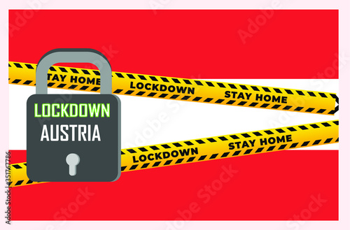 Austria lockdown coronavirus lockdown symbol. Coronavirus pandemic puts countries on lockdown.