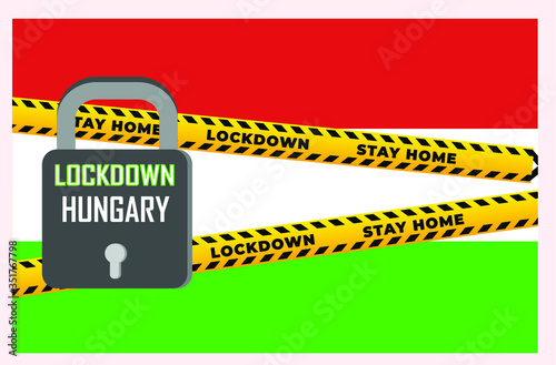 Hungary lockdown coronavirus lockdown symbol. Coronavirus pandemic puts countries on lockdown.