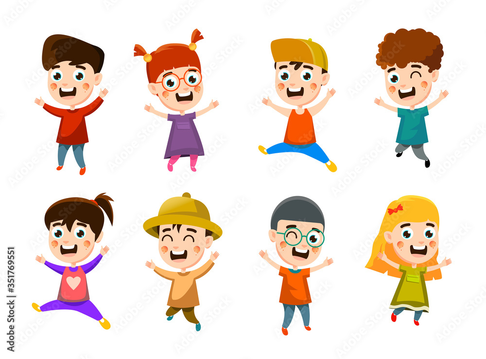 happy children's character set design happy children's character set design