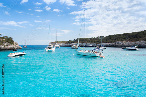 Sea landscape with boats in Santanyi, Majorca © Diego Blanco