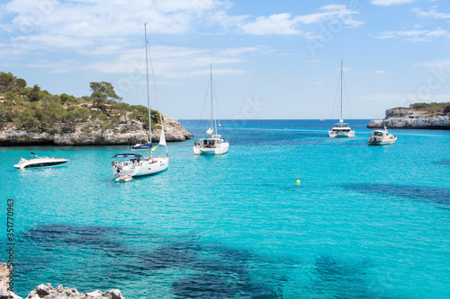 Sea landscape with boats in Santanyi, Majorca