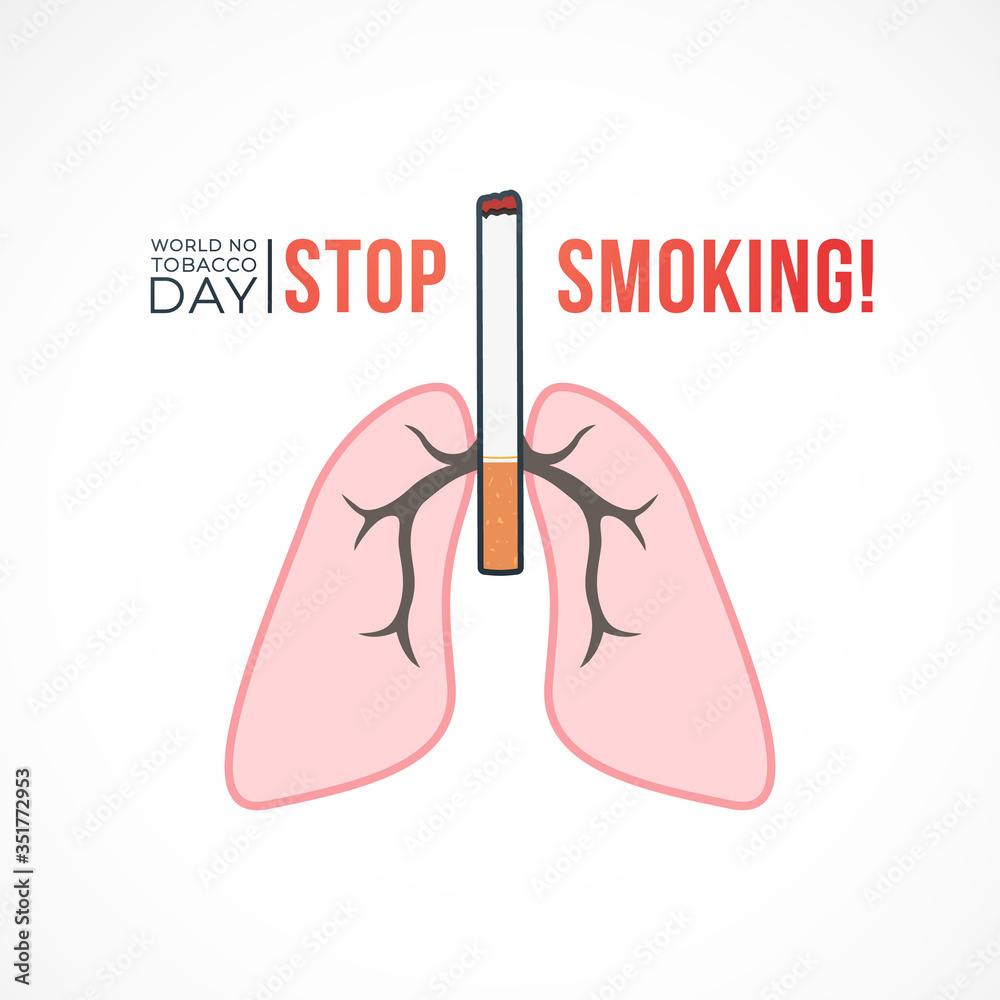 Stop smoking concept with cigarette and lungs in flat style. Vector banner for World no tobacco day. Stop smoking concept with cigarette and lungs in flat style. Vector banner for World no tobacco day.