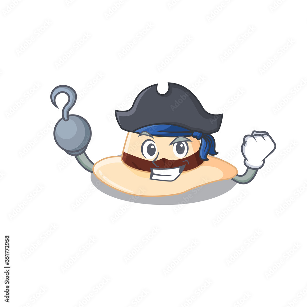 Panama hat cartoon design in a Pirate character with one hook hand