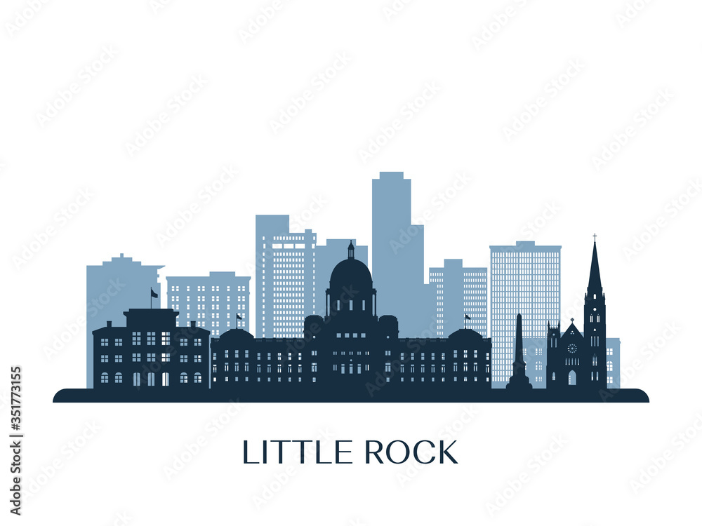 Little Rock skyline, monochrome silhouette. Vector illustration.