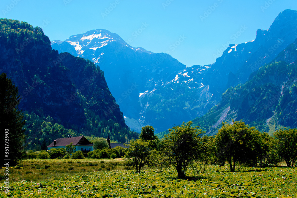 mountain landscape with mountains, Grünau Austria mountain landscape with mountains, Grünau Austria
