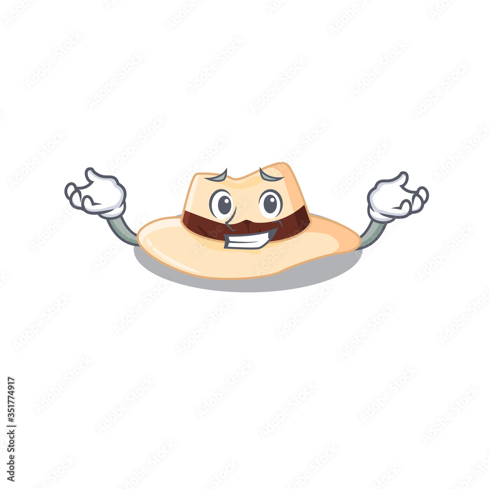 A cute picture of grinning panama hat caricature character A cute picture of grinning panama hat caricature character