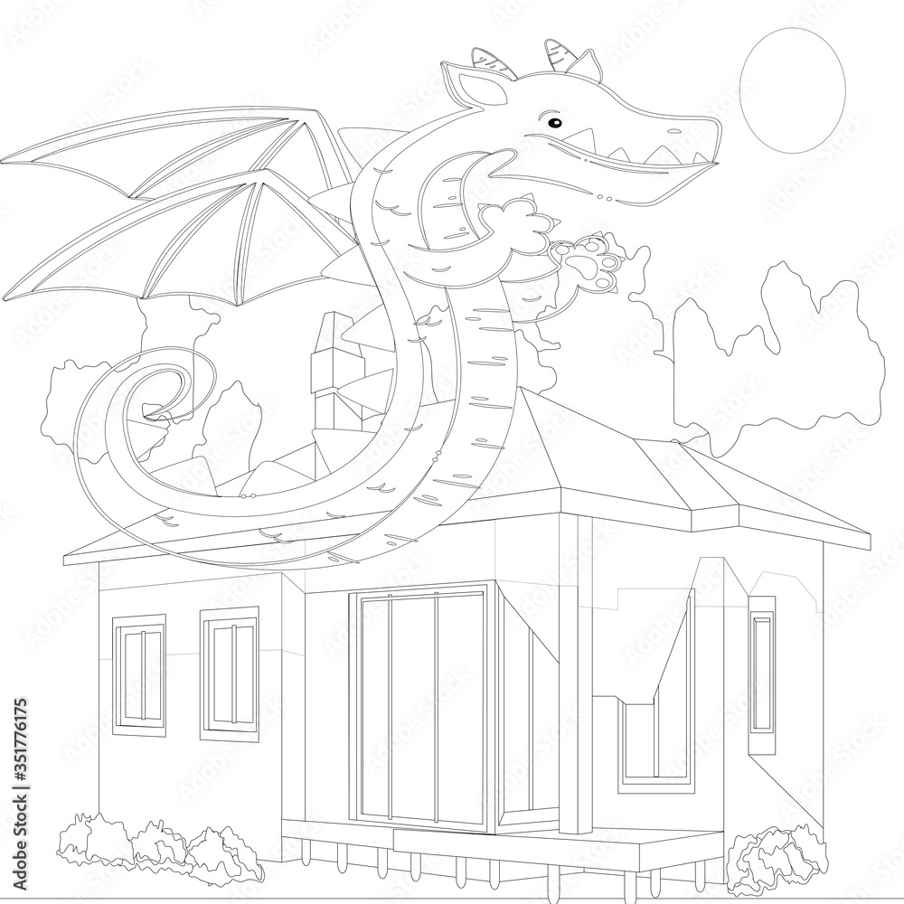 Naklejka premium Outline Dinosaur Illustration Suitable For Any Of Graphic Design Project Such As Coloring Book And Education
