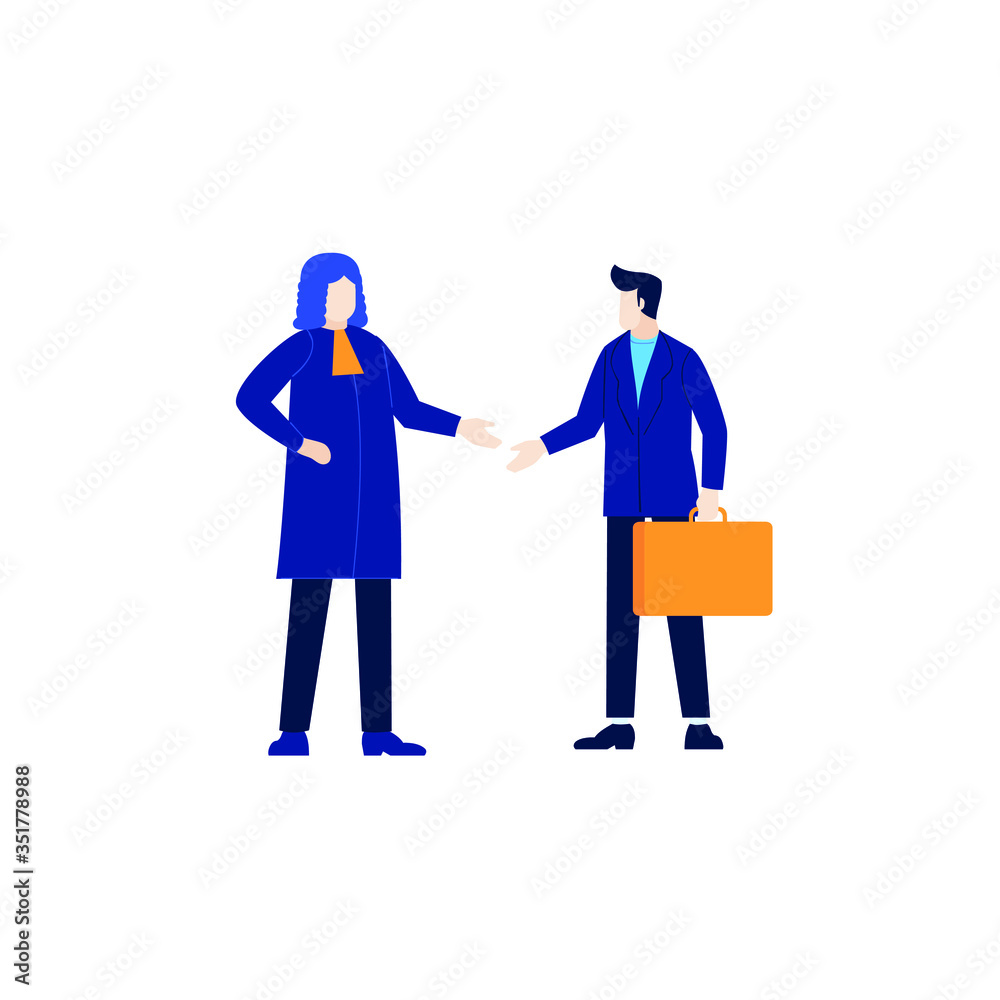 Obraz premium Prosecutor and lawyer illustration flat design