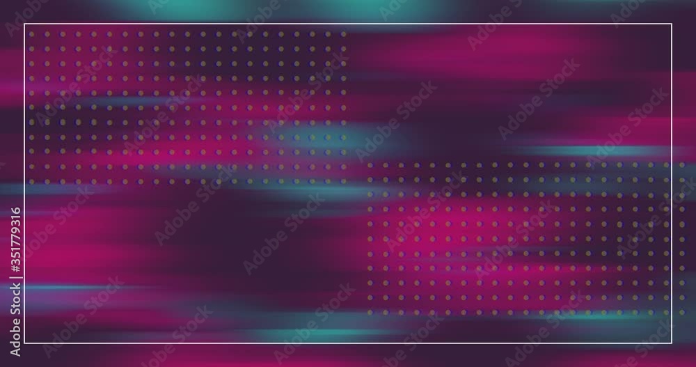 Animation of a fuchsia and blue color moving with a white frame and crosses icons